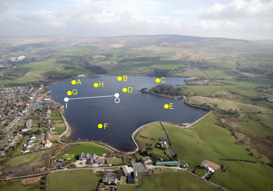 Hollingworth Lake aerial photograph with club marks